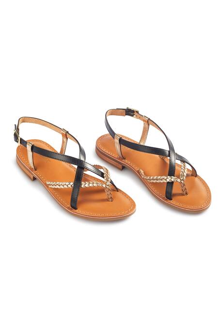 Nine By Janine Black Plain Estella Braided Strap Sandals Online at Aza Fashions Nine By Janine_Black Plain Estella Braided Strap Sandals _Online_at_Aza_Fashions