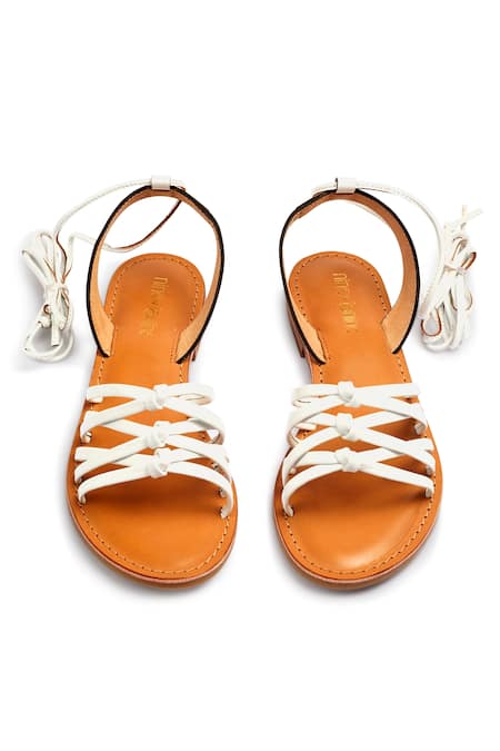 Shop Nine By Janine White Plain Danica Multi Strap Tie-up Sandals at Aza Fashions Shop_Nine By Janine_White Plain Danica Multi Strap Tie-up Sandals _at_Aza_Fashions