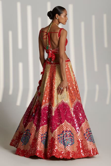 Angad Singh Raw Silk Embroidered Lehenga Set