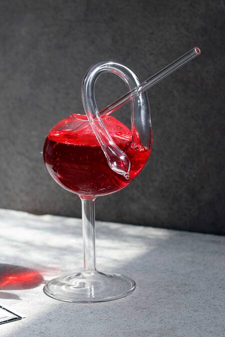 Elysian Home_White Glass Swan Cocktail Set Of 2_Online_at_Aza_Fashions