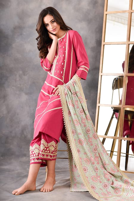 Amrita Artisanal Clothing Gota Work Kurta Palazzo Set 