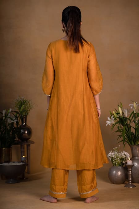 Shop Pants And Pajamas Yellow Organza, Chanderi, Cotton Silk Sequins, Zardozi Embroidered Kurta Set at Aza Fashions Shop_Pants And Pajamas_Yellow Organza, Chanderi, Cotton Silk Sequins, Zardozi Embroidered Kurta Set _at_Aza_Fashions