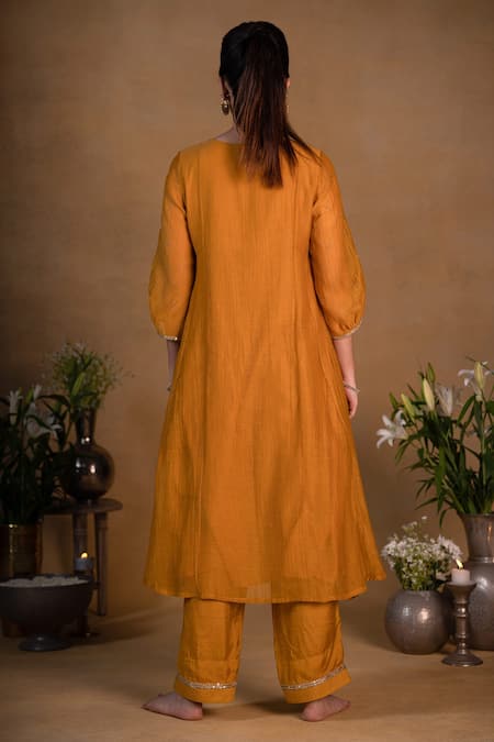 Shop Pants And Pajamas Pink Chanderi Sequins, Zardozi Work Round Embroidered Kurta at Aza Fashions Shop_Pants And Pajamas_Pink Chanderi Sequins, Zardozi Work Round Embroidered Kurta _at_Aza_Fashions