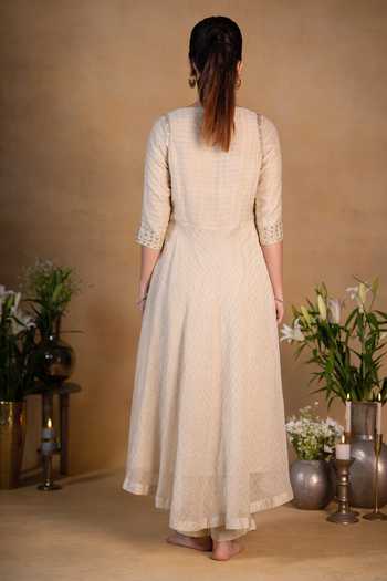 Shop Pants And Pajamas Beige Cotton Silk Straight Pant at Aza Fashions Shop_Pants And Pajamas_Beige Cotton Silk Straight Pant_at_Aza_Fashions