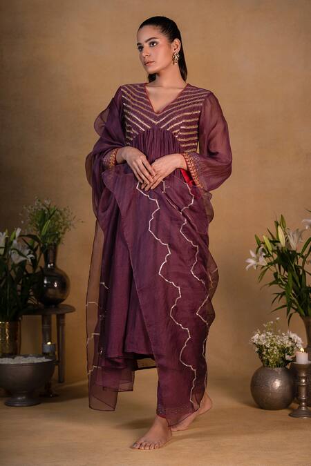 Buy Pants And Pajamas Purple Organza, Chanderi, Cotton Silk Gota Work, Embroidered Anarkali Set Online at Aza Fashions Buy_Pants And Pajamas_Purple Organza, Chanderi, Cotton Silk Gota Work, Embroidered Anarkali Set _Online_at_Aza_Fashions