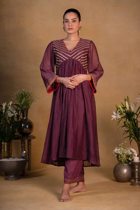 Pants And Pajamas Purple Cotton Silk Sequins, Zardozi Work Embroidered Hem Pant Online at Aza Fashions Pants And Pajamas_Purple Cotton Silk Sequins, Zardozi Work Embroidered Hem Pant _Online_at_Aza_Fashions