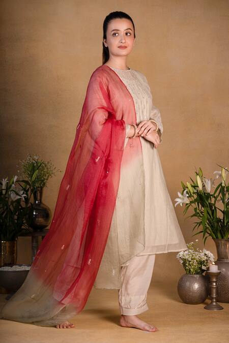 Buy Pants And Pajamas Beige Organza, Chanderi, Cotton Silk Thread Work, Zardozi Embroidered Kurta Set Online at Aza Fashions Buy_Pants And Pajamas_Beige Organza, Chanderi, Cotton Silk Thread Work, Zardozi Embroidered Kurta Set _Online_at_Aza_Fashions
