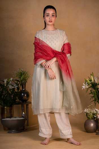 Buy Pants and Pajamas Beige Cotton Silk 