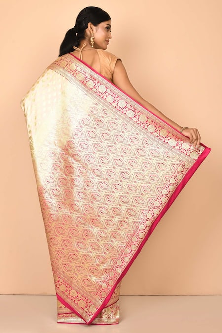Samyukta Singhania Beige Floral Woven Banarasi Saree 