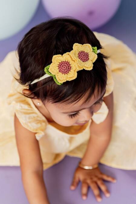The Peach Street_Yellow Sunflower Headband_Online_at_Aza_Fashions