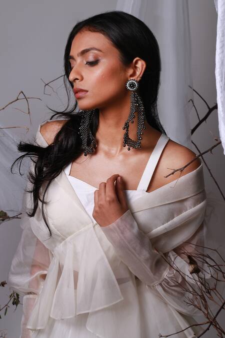 Buy Vaidaan Black Beads Aiza Studded Long Earrings Online at Aza Fashions Buy_Vaidaan_Black Beads Aiza Studded Long Earrings _Online_at_Aza_Fashions