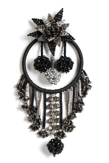 Buy Vaidaan Black Beads, Tassels Minha Beaded Earrings Online at Aza Fashions Buy_Vaidaan_Black Beads, Tassels Minha Beaded Earrings _Online_at_Aza_Fashions