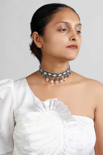 Vaidaan Grey Brahim Choker Online at Aza Fashions Vaidaan_Grey Brahim Choker _Online_at_Aza_Fashions