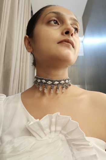 Shop Vaidaan Grey Brahim Choker Online at Aza Fashions Shop_Vaidaan_Grey Brahim Choker _Online_at_Aza_Fashions