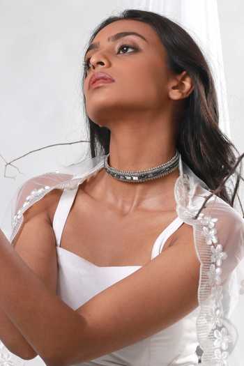 Buy_Vaidaan_Grey Zakaria Choker _Online_at_Aza_Fashions