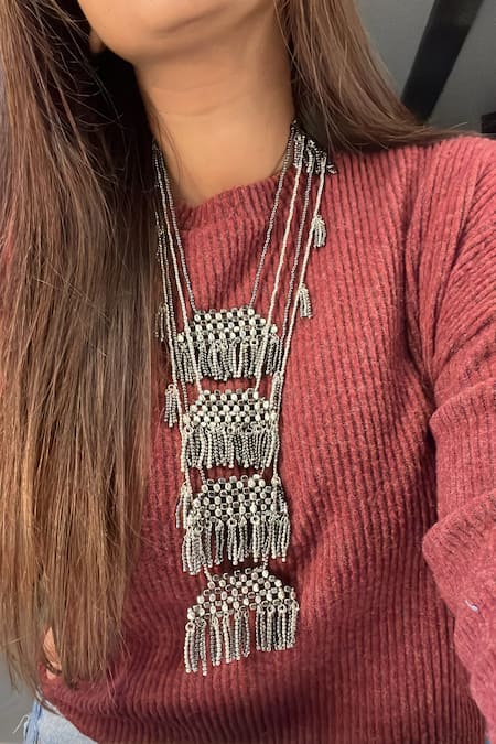 Buy_Vaidaan_Grey Smarana Necklace _Online_at_Aza_Fashions