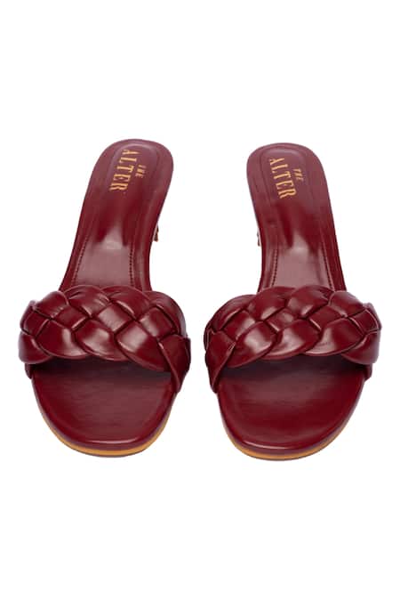 Shop The Alter Maroon Braided Bella Kitten Heels at Aza Fashions Shop_The Alter_Maroon Braided Bella Kitten Heels _at_Aza_Fashions