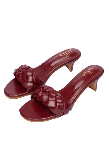 The Alter Maroon Braided Bella Kitten Heels Online at Aza Fashions The Alter_Maroon Braided Bella Kitten Heels _Online_at_Aza_Fashions