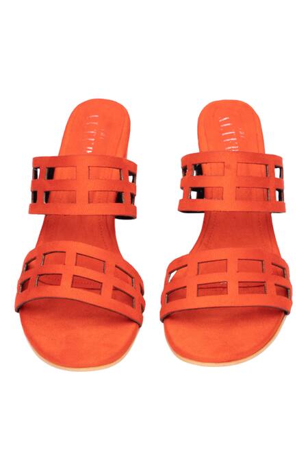 Shop The Alter Orange Eleanor Lasercut Block Heels at Aza Fashions Shop_The Alter_Orange Eleanor Lasercut Block Heels _at_Aza_Fashions
