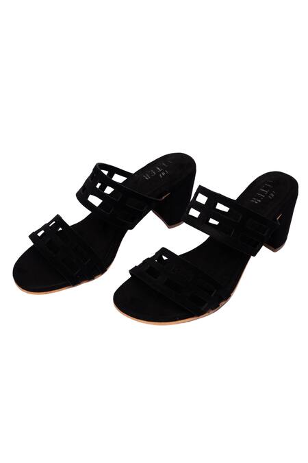 The Alter Black Eleanor Lasercut Block Heels at Aza Fashions The Alter_Black Eleanor Lasercut Block Heels _at_Aza_Fashions