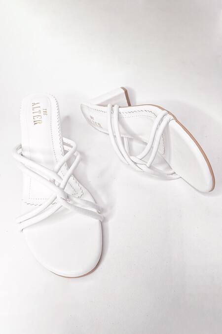 The Alter White Knotted Strappy Block Heels Online at Aza Fashions The Alter_White Knotted Strappy Block Heels _Online_at_Aza_Fashions