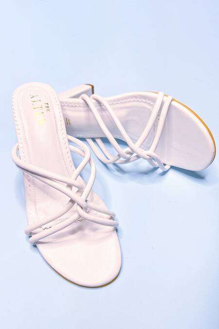 The Alter White Knotted Strappy Block Heels at Aza Fashions The Alter_White Knotted Strappy Block Heels _at_Aza_Fashions