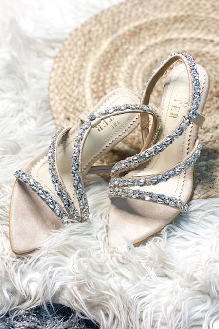 Buy The Alter Beige Rhinestones Kiara Embellished Strappy Stilettoes Online at Aza Fashions Buy_The Alter_Beige Rhinestones Kiara Embellished Strappy Stilettoes _Online_at_Aza_Fashions