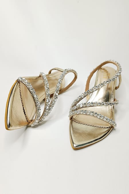 Shop The Alter Gold Rhinestones Kiara Embellished Strappy Stilettoes at Aza Fashions Shop_The Alter_Gold Rhinestones Kiara Embellished Strappy Stilettoes _at_Aza_Fashions