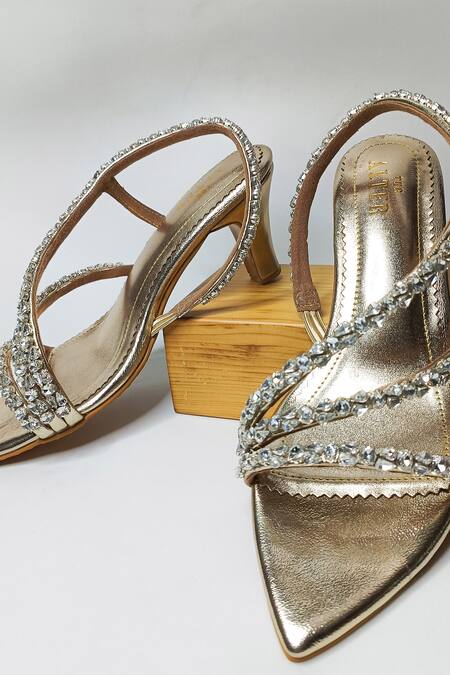 Buy The Alter Gold Rhinestones Kiara Embellished Strappy Stilettoes Online at Aza Fashions Buy_The Alter_Gold Rhinestones Kiara Embellished Strappy Stilettoes _Online_at_Aza_Fashions