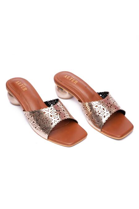 Shop The Alter Gold Akira Lasercut Block Heels Online at Aza Fashions Shop_The Alter_Gold Akira Lasercut Block Heels _Online_at_Aza_Fashions