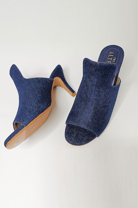 Shop The Alter Blue Denim Mule Stilettoes at Aza Fashions Shop_The Alter_Blue Denim Mule Stilettoes _at_Aza_Fashions