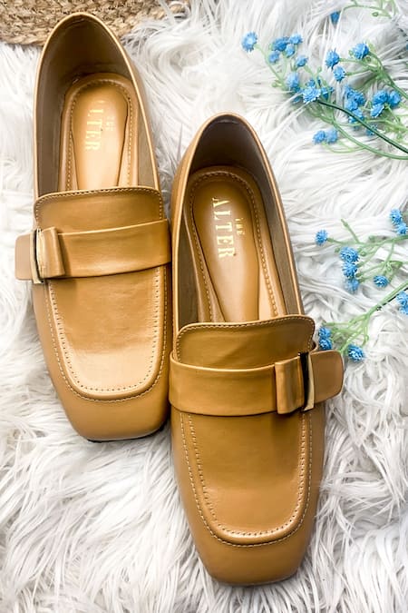 Shop The Alter Beige Tessa Buckle Detail Loafers at Aza Fashions Shop_The Alter_Beige Tessa Buckle Detail Loafers _at_Aza_Fashions
