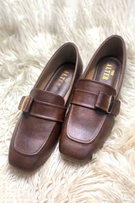 The Alter_Brown Tessa Buckle Detail Loafers_Online_at_Aza_Fashions