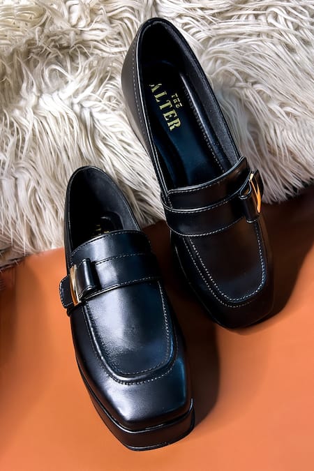 Buy The Alter Black Tessa Buckle Detail Platform Loafers Online at Aza Fashions Buy_The Alter_Black Tessa Buckle Detail Platform Loafers _Online_at_Aza_Fashions