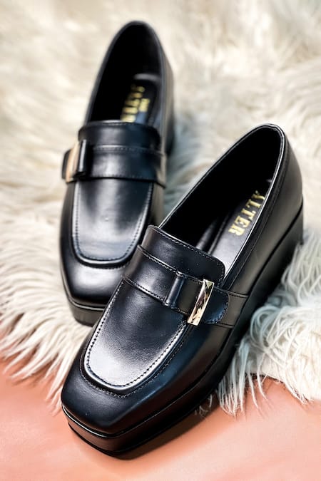 Shop The Alter Black Tessa Buckle Detail Platform Loafers Online at Aza Fashions Shop_The Alter_Black Tessa Buckle Detail Platform Loafers _Online_at_Aza_Fashions