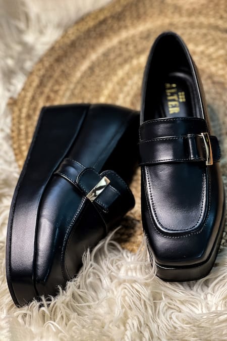 The Alter Black Tessa Buckle Detail Platform Loafers at Aza Fashions The Alter_Black Tessa Buckle Detail Platform Loafers _at_Aza_Fashions