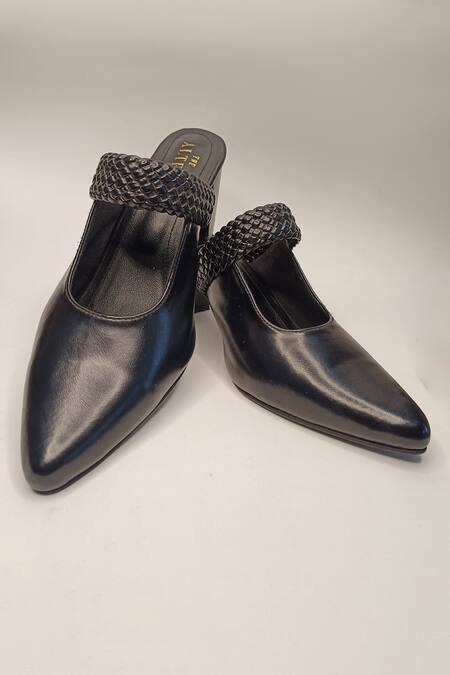 The Alter Black Woven Pointed Toe Block Heels Online at Aza Fashions The Alter_Black Woven Pointed Toe Block Heels _Online_at_Aza_Fashions