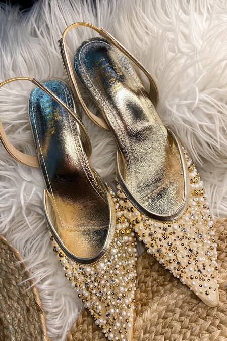 The Alter Gold Beads, Pearls Amara Embellished Stilettoe Heels Online at Aza Fashions The Alter_Gold Beads, Pearls Amara Embellished Stilettoe Heels _Online_at_Aza_Fashions