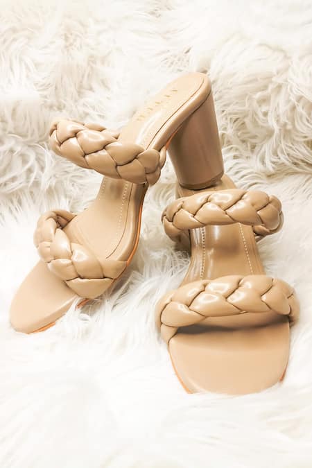 Shop The Alter Beige Braided Bella Block Heels at Aza Fashions Shop_The Alter_Beige Braided Bella Block Heels _at_Aza_Fashions