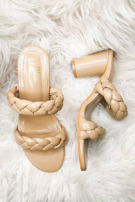 The Alter Beige Braided Bella Block Heels Online at Aza Fashions The Alter_Beige Braided Bella Block Heels _Online_at_Aza_Fashions