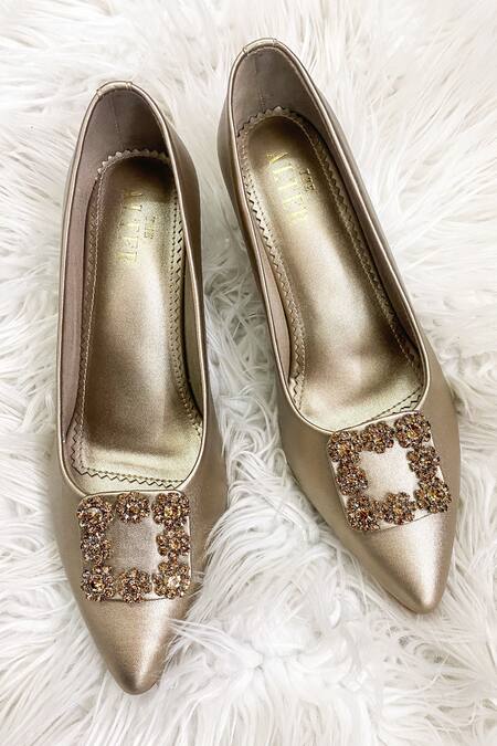 Shop The Alter Gold Rhinestones Riona Embellished Pumps at Aza Fashions Shop_The Alter_Gold Rhinestones Riona Embellished Pumps _at_Aza_Fashions