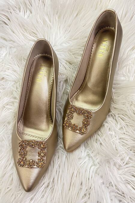 Buy The Alter Gold Rhinestones Riona Embellished Pumps Online at Aza Fashions Buy_The Alter_Gold Rhinestones Riona Embellished Pumps _Online_at_Aza_Fashions