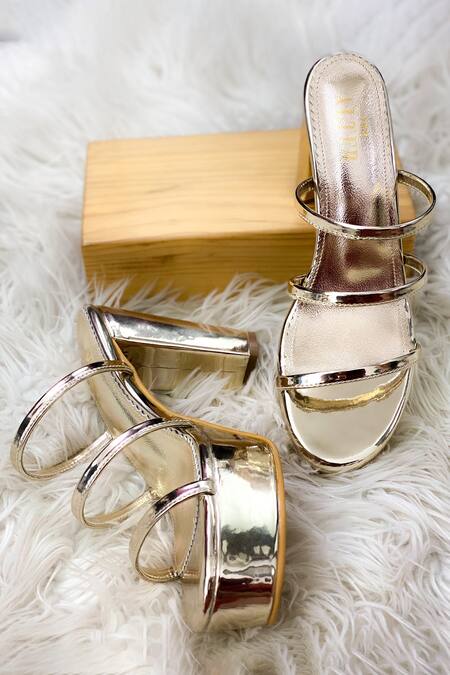 The Alter Gold Diva Strappy Block Heels Online at Aza Fashions The Alter_Gold Diva Strappy Block Heels _Online_at_Aza_Fashions