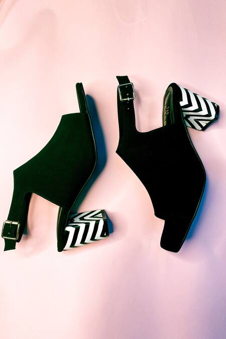 The Alter Black Print Freeda Statement Block Heels at Aza Fashions The Alter_Black Print Freeda Statement Block Heels _at_Aza_Fashions