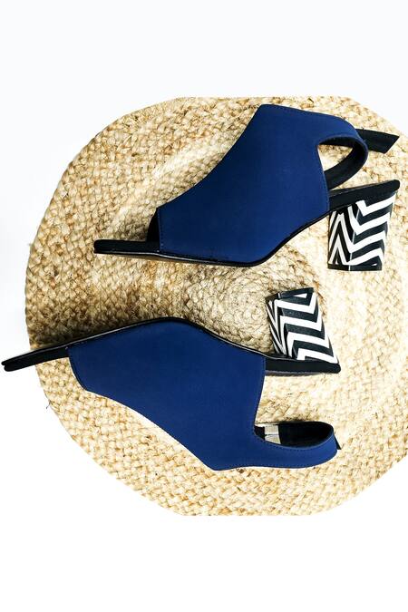 Buy The Alter Blue Print Freeda Statement Block Heels Online at Aza Fashions Buy_The Alter_Blue Print Freeda Statement Block Heels _Online_at_Aza_Fashions