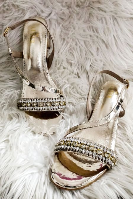 Silver Slide Sandals - Rhinestone Heels - High Heel Sandals - Lulus