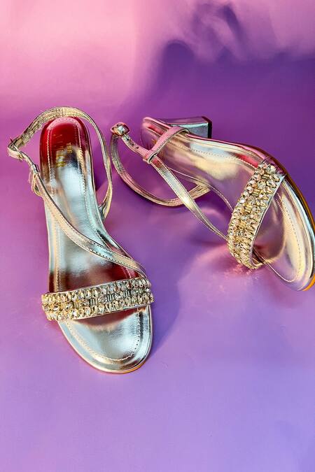 The Alter Silver Embroidery Izrah Rhinestone Embellished Block Heels at Aza Fashions The Alter_Silver Embroidery Izrah Rhinestone Embellished Block Heels _at_Aza_Fashions