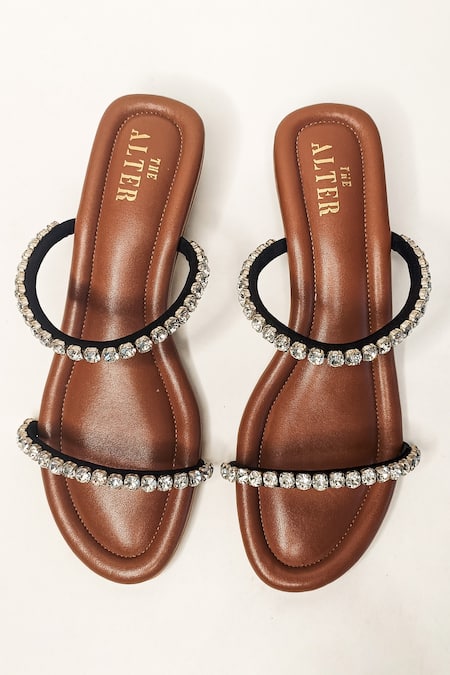 Shop The Alter Brown Mysha Embellished Block Heels at Aza Fashions Shop_The Alter_Brown Mysha Embellished Block Heels _at_Aza_Fashions