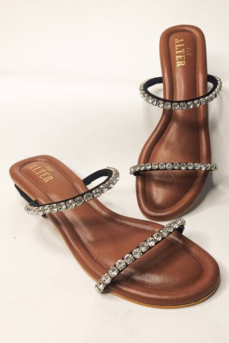 The Alter Brown Mysha Embellished Block Heels Online at Aza Fashions The Alter_Brown Mysha Embellished Block Heels _Online_at_Aza_Fashions