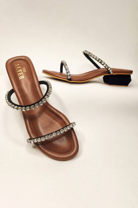 Buy The Alter Brown Mysha Embellished Block Heels Online at Aza Fashions Buy_The Alter_Brown Mysha Embellished Block Heels _Online_at_Aza_Fashions